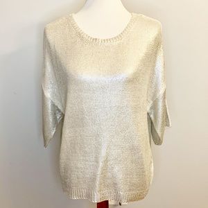 Remain Birger Christensen Sweater Silver Painted Short Sleeve Med Boxy Shimmer